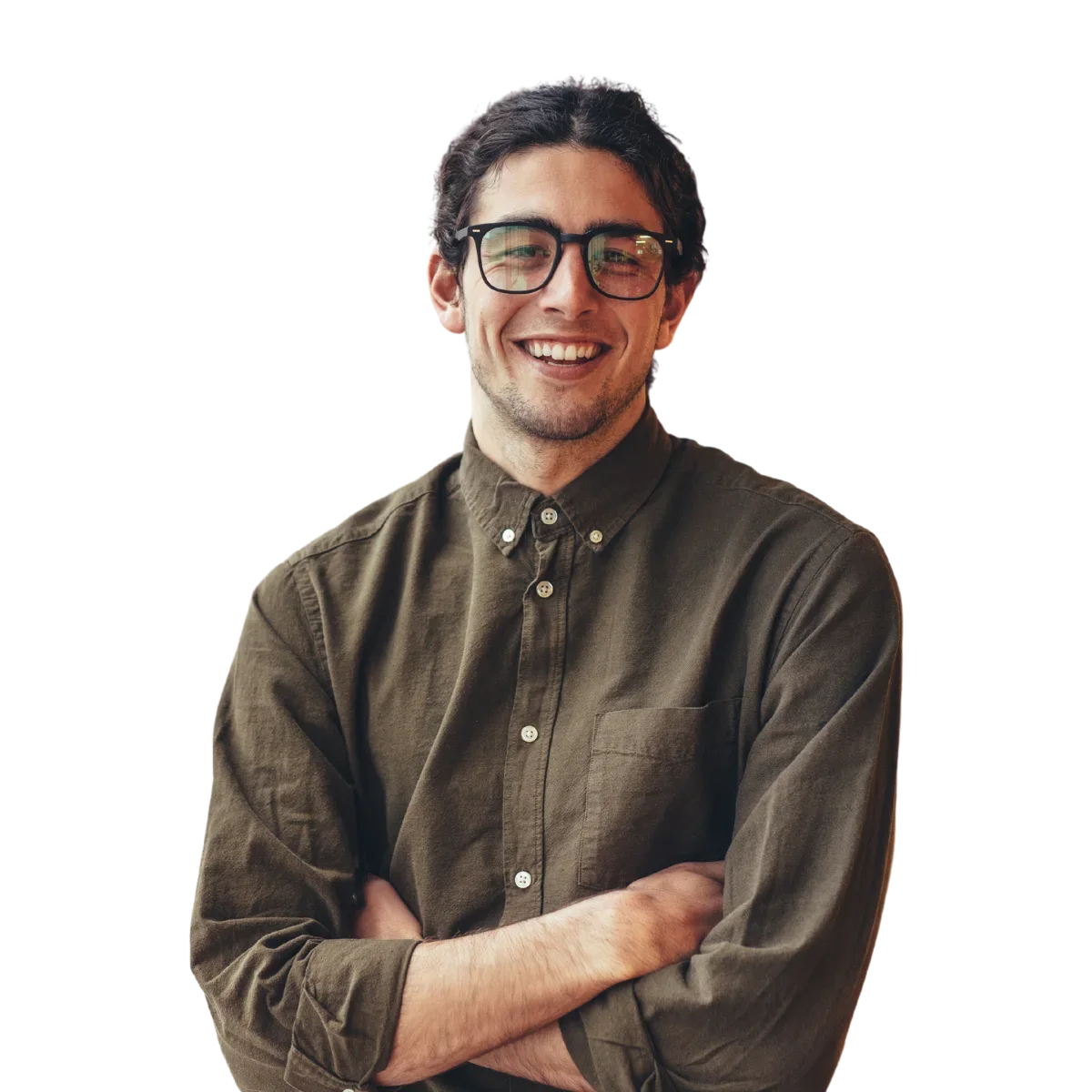 Man with glasses smiling